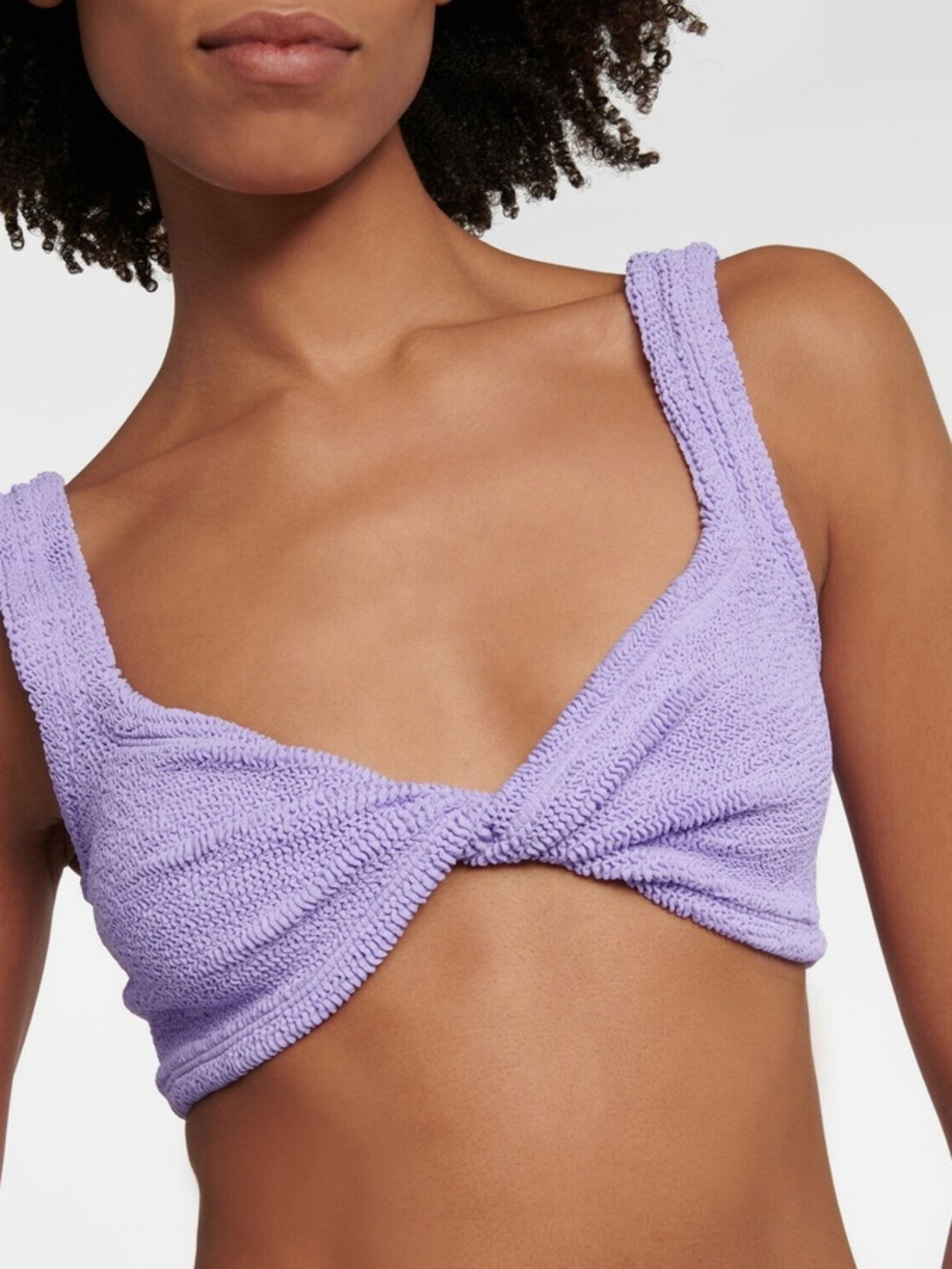 Hunza G Twisted Crinkle Bikini Top Color Purple Lilac One Size
